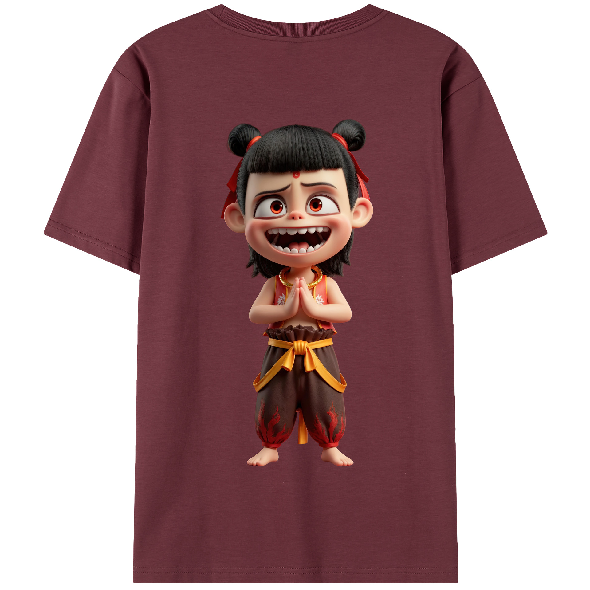 （画像用） Ne Zha 2 ナタ 魔童の大暴れ 綿100％半袖Tシャツ（背面プリント）
